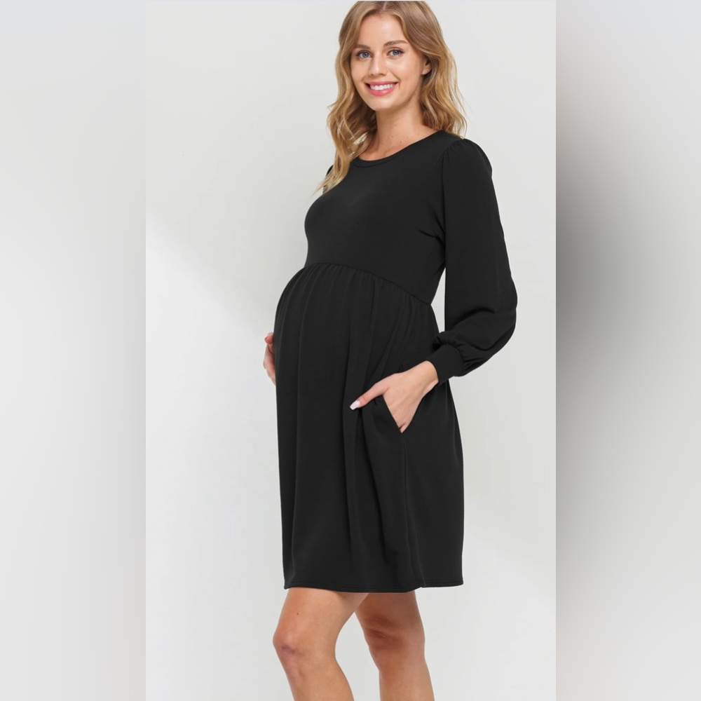 Hello Miz knee length long sleeve black Maternity dress size Small